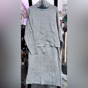 Ann Taylor Factory Plaid Sweater and Skirt Set Sz L Color White Stone Melange